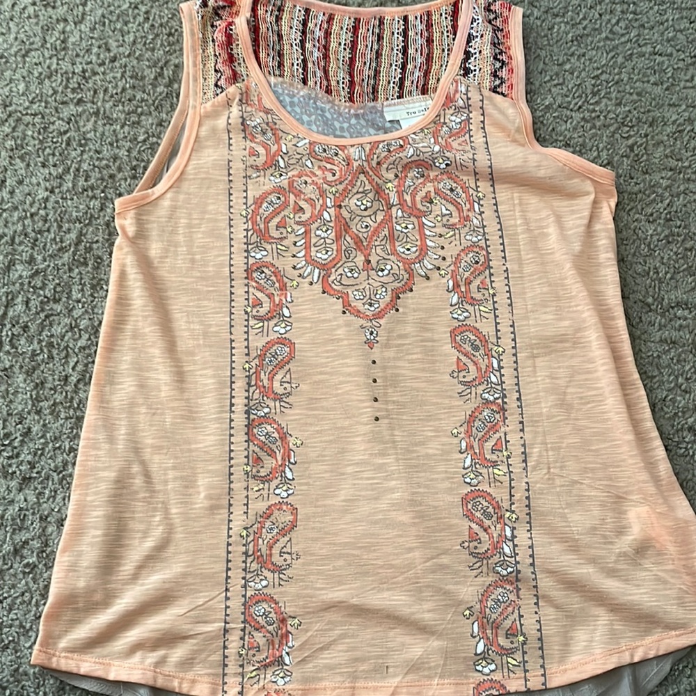 Womens tank top with knit and metal detail
